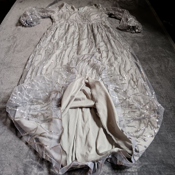 Icy Princess Silver Glitter & Gray Long Sleeve Event Evening Dress Size XL - Picture 9 of 10